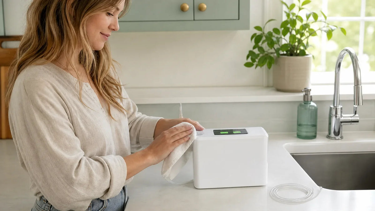 Long Breeze Lightweight 33% being wiped clean with a cloth on a kitchen counter